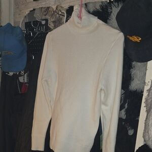 Cream Cashmere Turtleneck Sweater